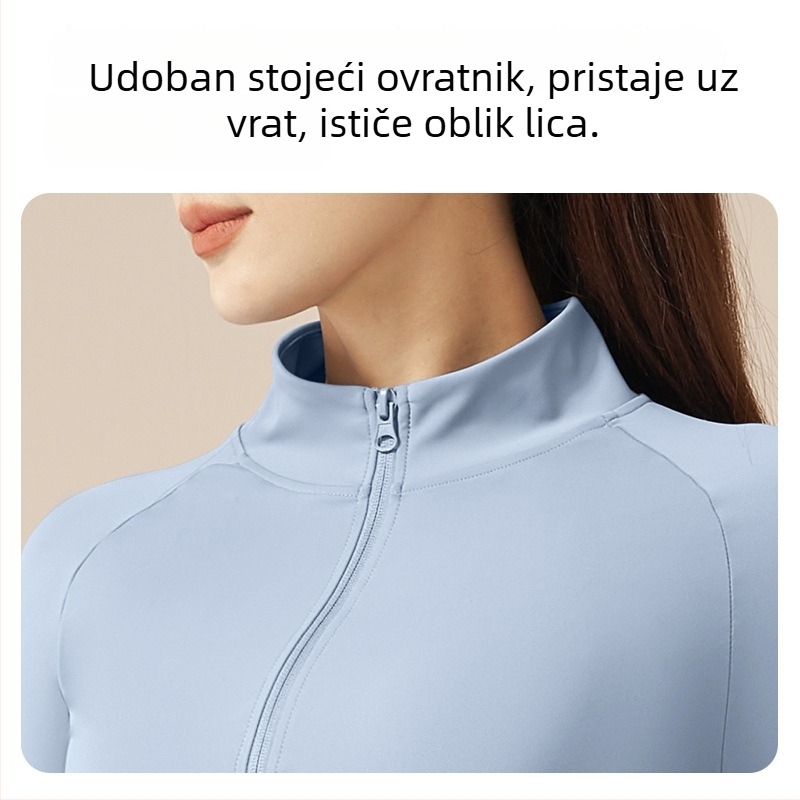 Ženski trodijelni joga set — prugasti uzorak, prozračna smjesa poliestera, 82,5% poliester, 17,5% spandeks podstava, pogodan za trčanje i fitness