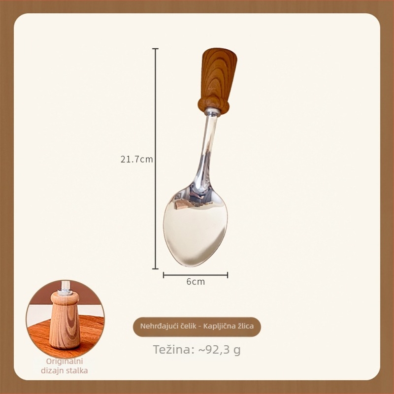 Set kuhinjskih špatula s ručkom u imitaciji drva (Marka: Platinum; Materijal: 201+410+PP; Funkcija: neprijanjajuća površina; Stil: antički, retro)