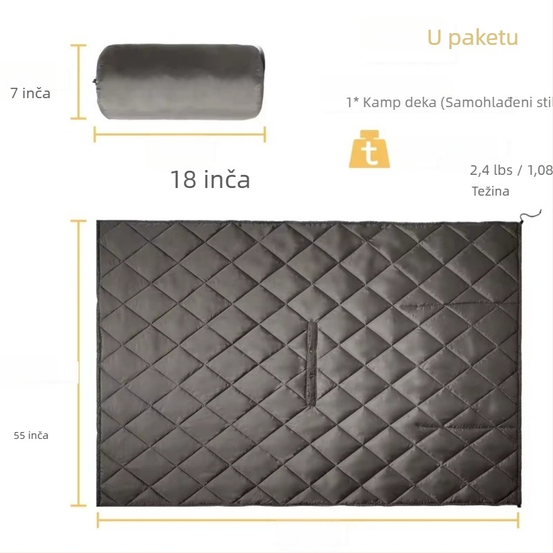 Vanjska deka 4-u-1, višefunkcionalna šivana deka, vodootporna, lagana za nošenje, s mogućnošću korištenja kao spavaća vreća i nosivi šal