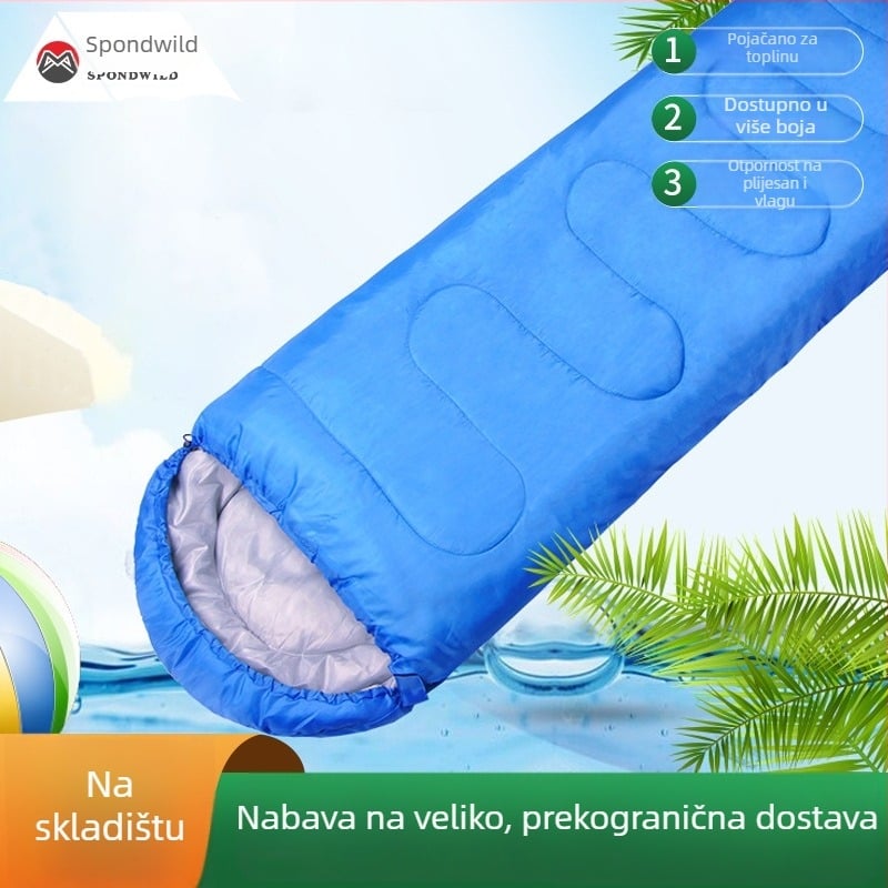 Kuvertni spavaći vreć za odrasle, cijelogodišnji, punjenje šupljom pamukom, podstava poliester, tkanina poliester svila, težina 2,5 kg