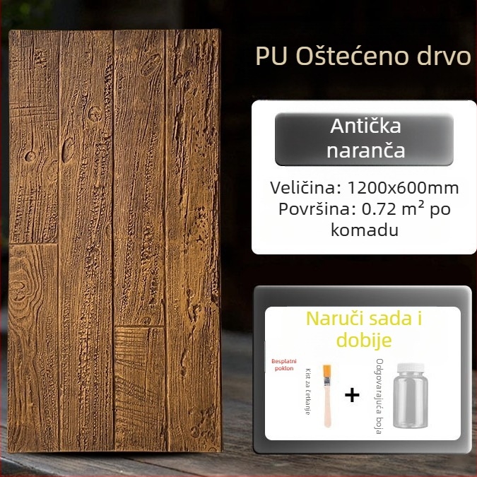 Panel zidne dekoracije od antičke opeke s PU drvenim učinkom, europski klasični stil, mat završna obrada, poliuretanska izrada
