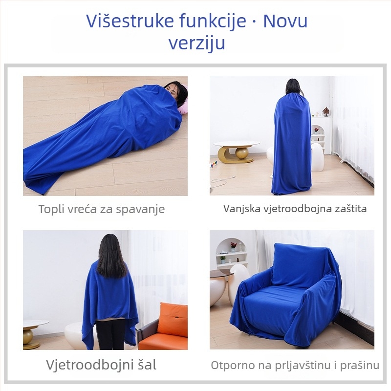 Spavaća vreća od flisa, tip omot, za odrasle, s velurovom podstavom, polar fleece tkanina, 600 g