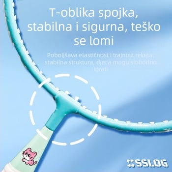 Dječja reketa za badminton – okvir od željezne zlitine, težina 95–100 g, drška G3