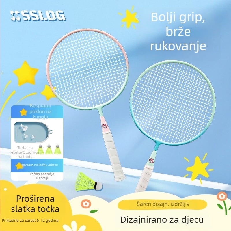Dječja reketa za badminton – okvir od željezne zlitine, težina 95–100 g, drška G3