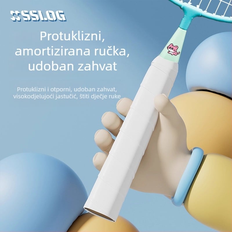 Dječja reketa za badminton – okvir od željezne zlitine, težina 95–100 g, drška G3