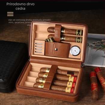 Humidor za cigare Forten od kože i drveta — klasičan, jednostavan, lagan luksuz stil, bez prilagodbe