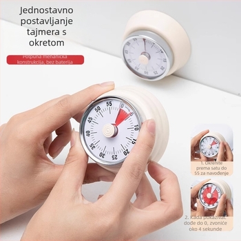 Mehanički vizualni štoperica s magnetskim držajem za kuhinju i učenje – okruglo ABS kućište, ručni pogon, kazalni prikaz, kronometar