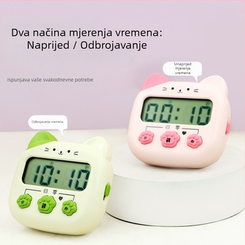 Kuhinjski štoper za djecu — elektronički mehanizam, digitalni prikaz, kronograf, napajanje baterijama, plastično kućište