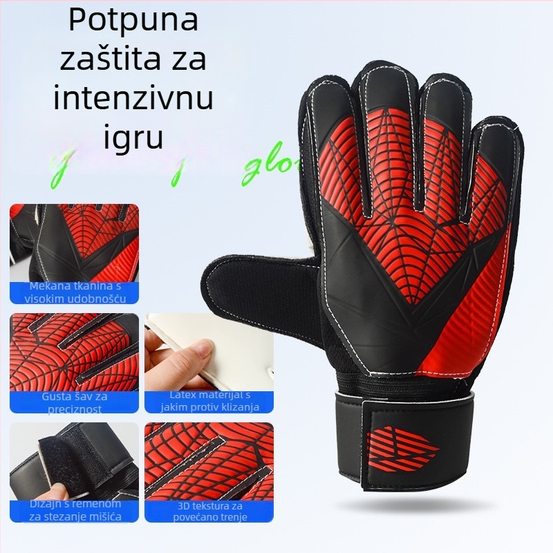 Rukavice vratara s zaštitom prstiju, debeli PU, otporne na habanje, unisex, za nogomet