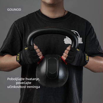 Rukavice s pola prsta za dizanje utega - poliestersko vlakno, zaštita dlanova, protuklizne, otporne na habanje, za odrasle