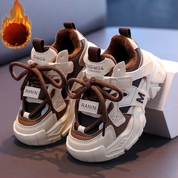 Dječje Dad Shoes s Velcro zatvaračem, PU gornji dio, gumena đon, prozračnost, protukliznost, otporne na habanje, debeli dizajn, uzorak s slovima, za djecu 4–16 godina, zima–proljeće–jesen