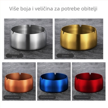 Pepeljara od nehrđajućeg čelika s otpornim na vjetar debelim dizajnom - otisak logotipa, ponovno upotrebljiva, moderni minimalisticki stil