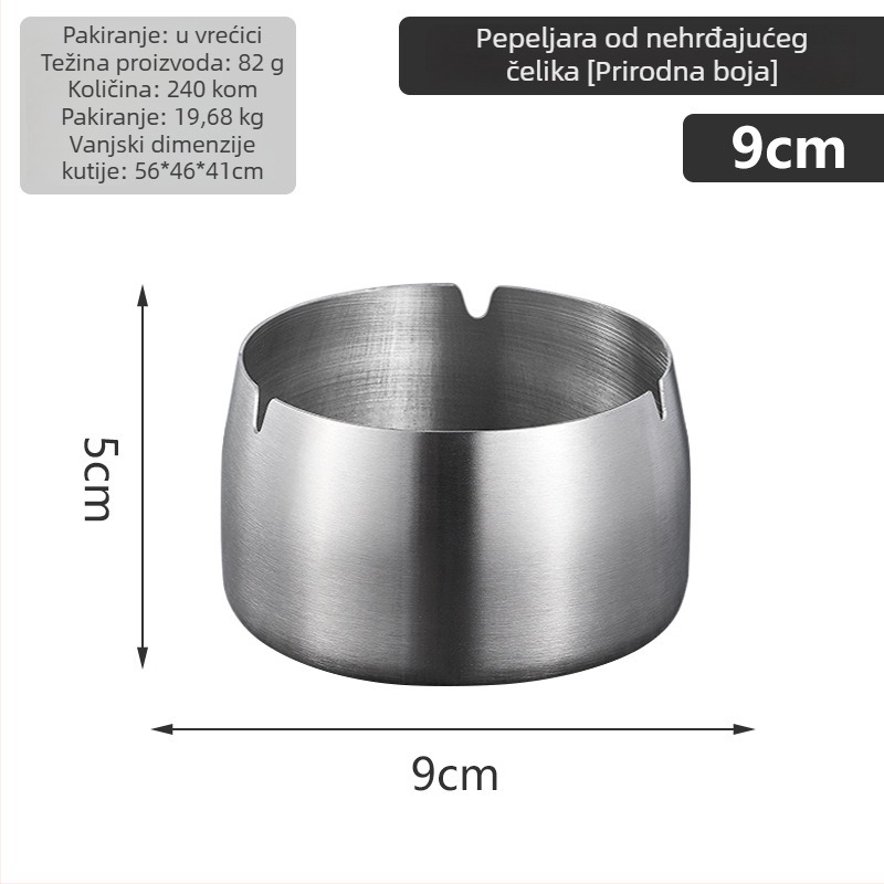 Pepeljara od nehrđajućeg čelika s otpornim na vjetar debelim dizajnom - otisak logotipa, ponovno upotrebljiva, moderni minimalisticki stil