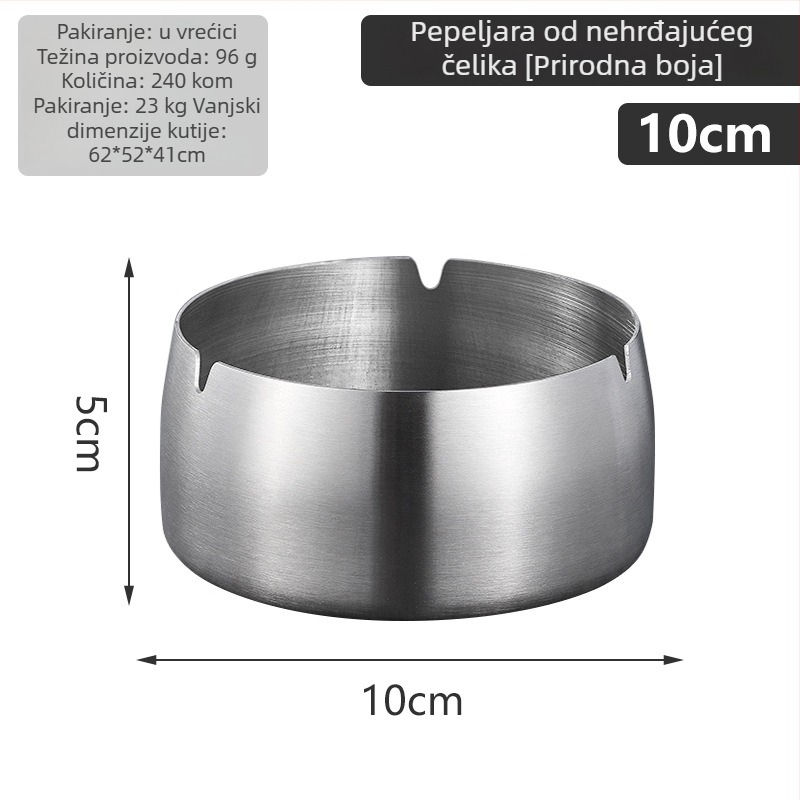 Pepeljara od nehrđajućeg čelika s otpornim na vjetar debelim dizajnom - otisak logotipa, ponovno upotrebljiva, moderni minimalisticki stil