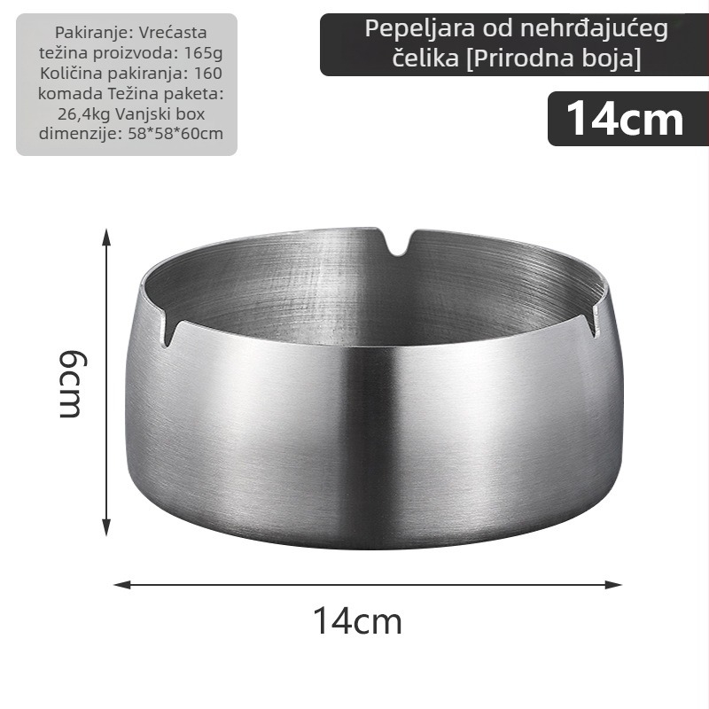 Pepeljara od nehrđajućeg čelika s otpornim na vjetar debelim dizajnom - otisak logotipa, ponovno upotrebljiva, moderni minimalisticki stil