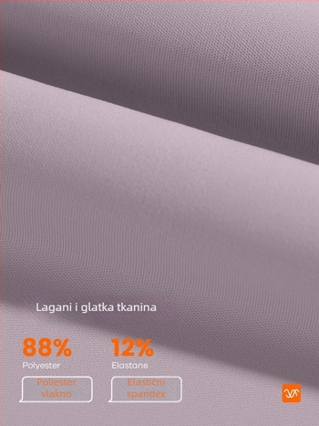 Ženska kratka sportska majica s poluzipom - uski kroj, visoka elastičnost, materijal poliester/elastan 88%/12%, za trčanje, fitness i jogu