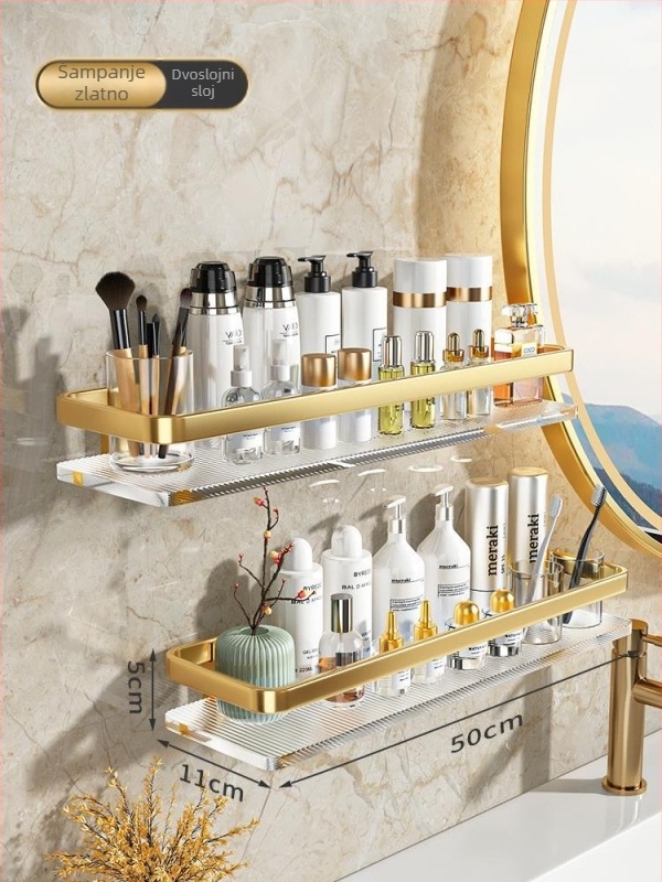 Zidna polica za kupaonicu od akrila, dvostruka etaža, stil Light Luxury, brend Splendid Centennial (Materijal: Akril, Dvije etaže: 2, Stil: Light Luxury, Brend: Splendid Centennial)
