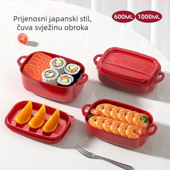 Kutija za ručak kvadratnog oblika od PP plastike, pogodna za mikrovalnu, kapacitet 800–1000 ml, s tiskanim logom.