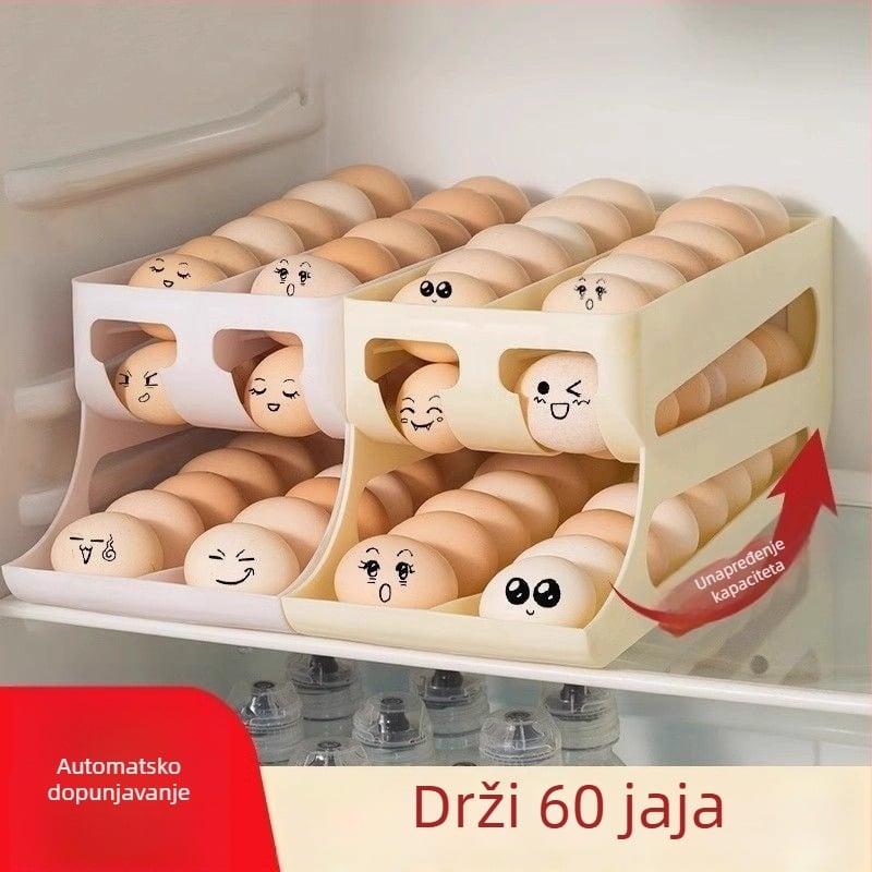 Kutija za jaja za pohranu – višeslojna, nagnuti otvor, automatsko valjanje jaja, plastika, model 9224