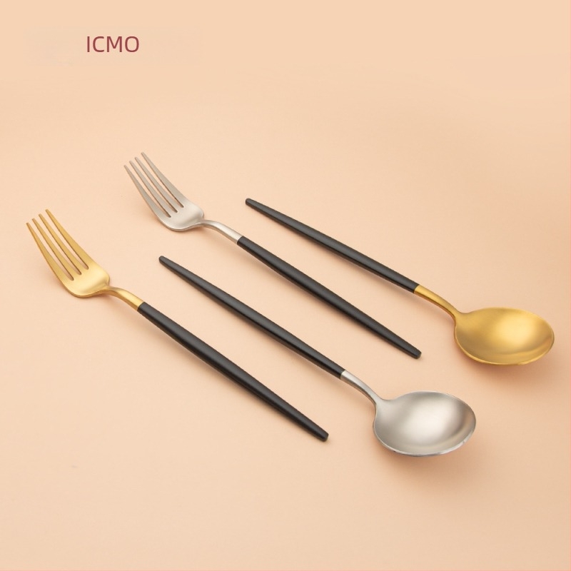 Set posuđa od 304 nerđajućeg čelika: žlica, vilica i desertna žlica, polirani završetak