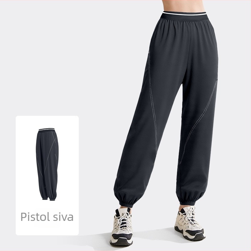 Ženske sportske hlače brzo sušeće, širokog kroja, tkanina od mješavine poliestera (94% poliester, 6% spandex), prozračne i lagane za treninge u proljeće, ljeto i jesen