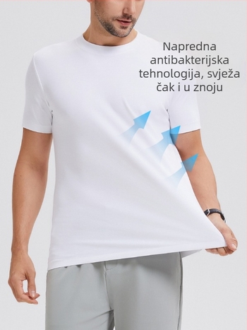 Unisex baza majica s kratkim rukavima od pamuka, antibakterijska, 100% pamuk, za fitness