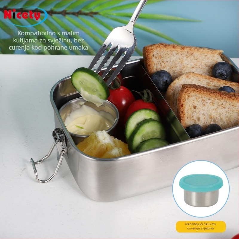 Kutija za obrok od 304 nehrđajućeg čelika, zatvorena, prehrambene kvalitete, prijenosna, 800-1000 ml