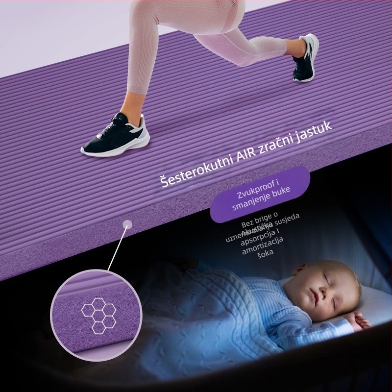 Joga prostirka od NBR, protuklizna, debela i široka, za žene, kućna fitness, 183×61 cm, 20 mm
