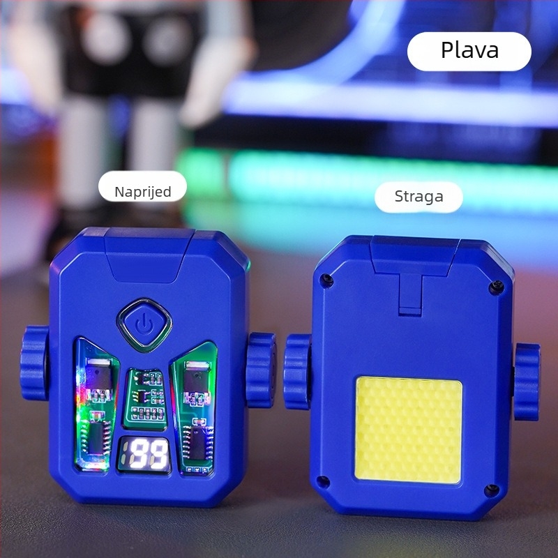 Honglin Mecha stil dvostrukog luka, ponovno punjiva zapaljka s LED lampom - metal, butan - poklon za dečka