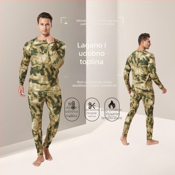 Taktički flis termo donje rublje set – kemijska vlakna, ruski kamuflažni uzorak, prozračan, topao, odvodi vlagu