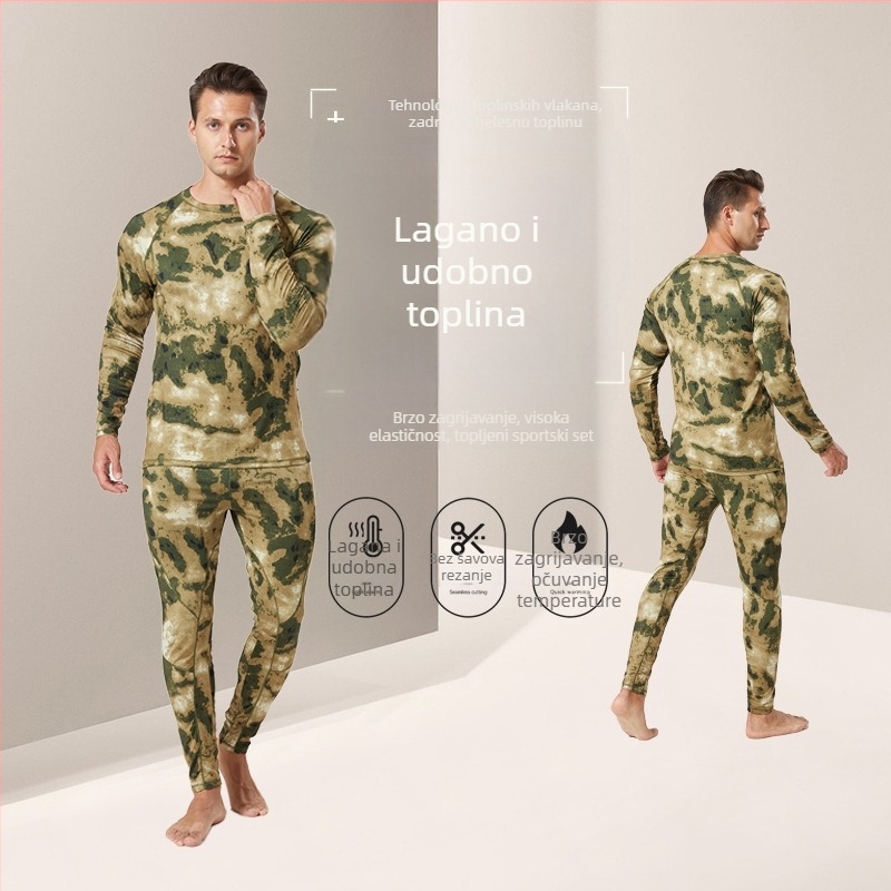 Taktički flis termo donje rublje set – kemijska vlakna, ruski kamuflažni uzorak, prozračan, topao, odvodi vlagu