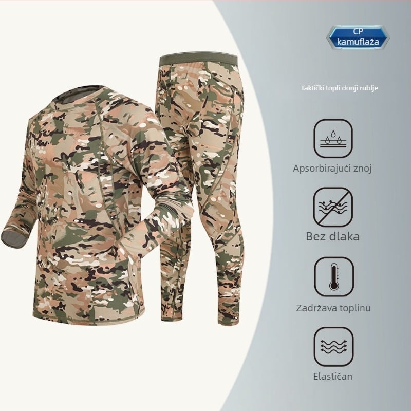 Taktički flis termo donje rublje set – kemijska vlakna, ruski kamuflažni uzorak, prozračan, topao, odvodi vlagu