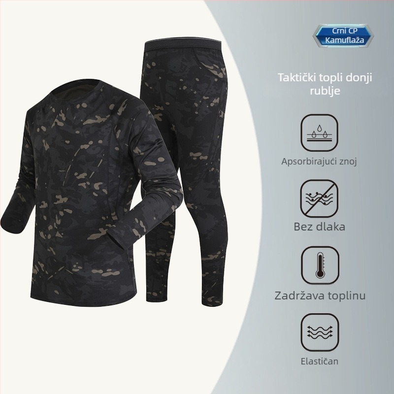 Taktički flis termo donje rublje set – kemijska vlakna, ruski kamuflažni uzorak, prozračan, topao, odvodi vlagu