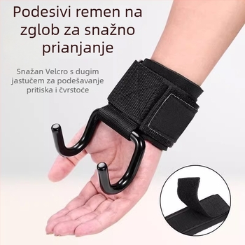 Pomoćni kuk z zglobom, rukavice s kukom i pomoćni pojas – jedan kuk, poliestersko vlakno, za fitness i zgibove