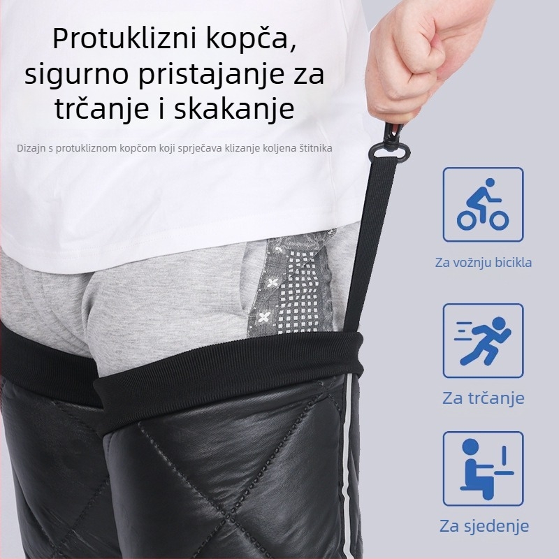 Topli koljeno navlačenje za električni motocikl s zaštitom listova od vjetra i zatvaračem na nozi; materijal: koralni fleece; za odrasle; pogodno za vožnju biciklom, zimske sportove i planinarenje