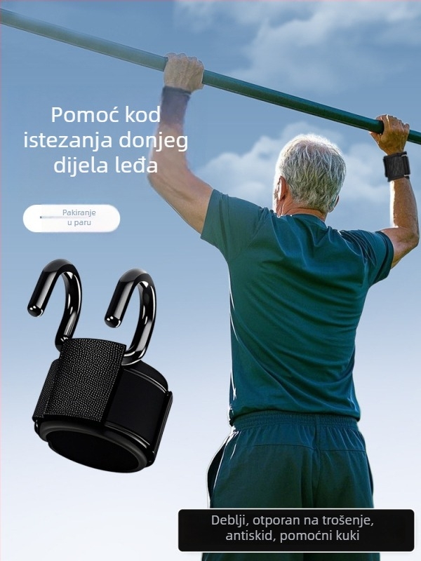 Čelična fitness podrška za zglob s hvataljkama za zgibove i dizanje utega (set 50)