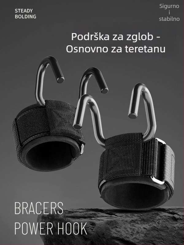Čelična fitness podrška za zglob s hvataljkama za zgibove i dizanje utega (set 50)