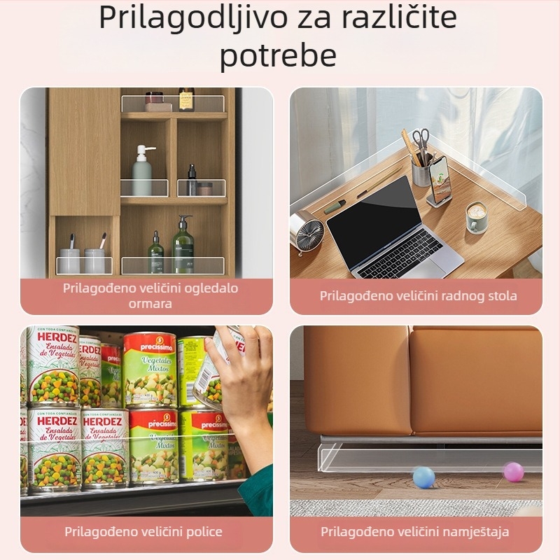 Prozirni akrilni panel za zrcalni ormarić u kupaonici, zaštita od ispadanja, bez bušenja, jednoslojni dijeljnik