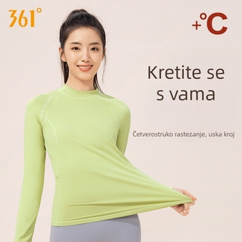 361 Ženski top za jogu s dugim rukavima za jesen – fleec podstava, 78% poliester