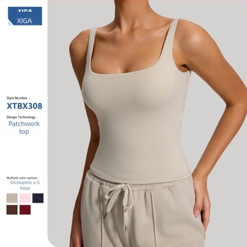 Slim-fit joga top u europskom stilu, brzo-sušeći fitness komad, 76% najlon / 24% spandeks, podstava 24% spandeks, model XTBX307, za trčanje i oblikovanje tijela