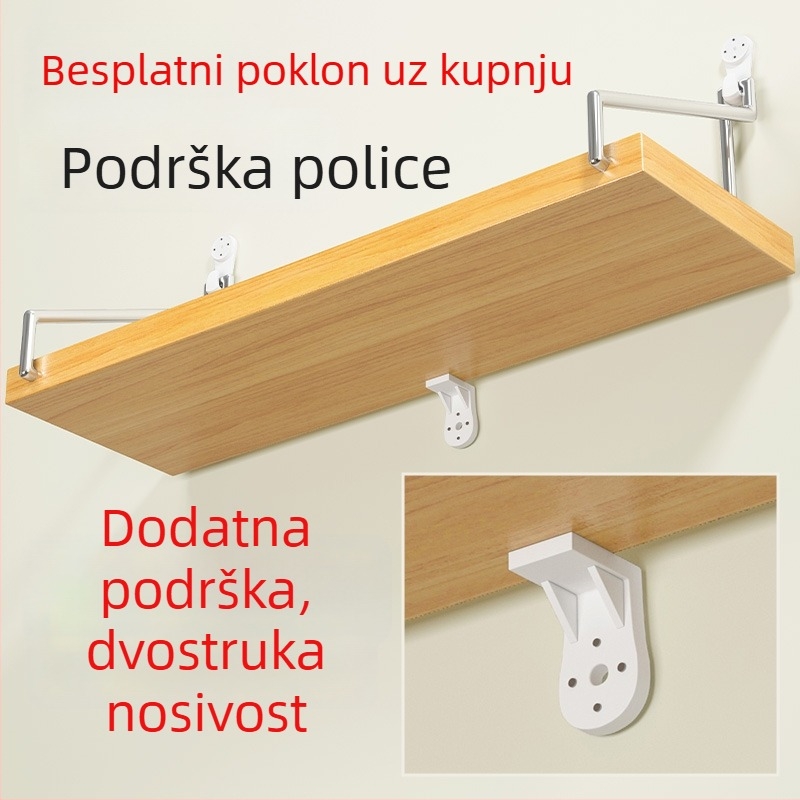 Dvodijelna zidna polica za noćni ormarić i dnevni boravak, montaža bez bušenja, drvo/bambus