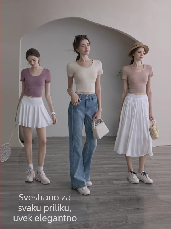 Ženski ljetni fitness set — top s kratkim rukavima i hlače za jogu, brzo sušenje, poliester/spandeks smjesa 93,3%/6,7%, za trčanje, pilates i trening