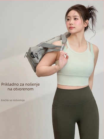 Plus-size ženski sportski grudnjak i šorc set (bez rukava; nylon/spandeks 78/22; umetak za prsa)