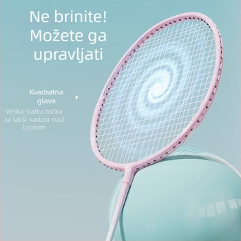 Raketa za badminton Youyou — okvir od aluminijske legure, najlonske žice, 95–100 g, za amatere i juniore, srednja čvrstoća šipke