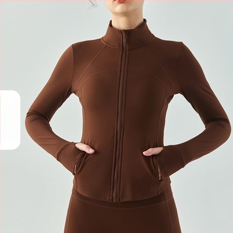 Uska joga jakna s flis podlogom, dugi rukavi, materijal 78% poliester, 22% spandeks