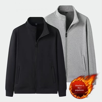 Muški kardigan s ovratnikom na stoji i zatvaračem, fleec podstava, 96% poliester materijal, bočne džepove, sportsko-casual stil