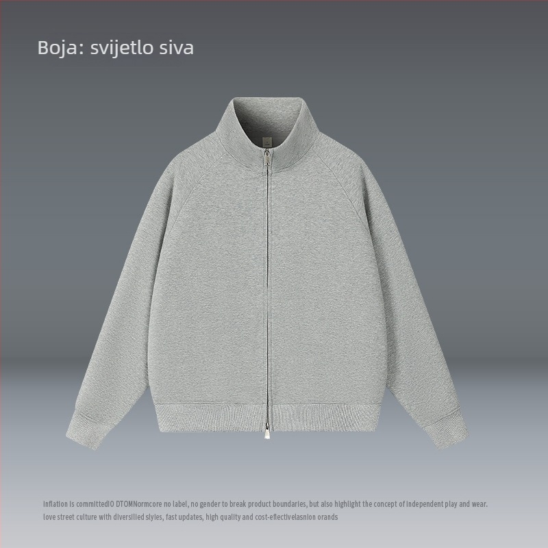 Cardigan s stojećim ovratnikom i zatvaračem, široki kroj, poliester 51–70%