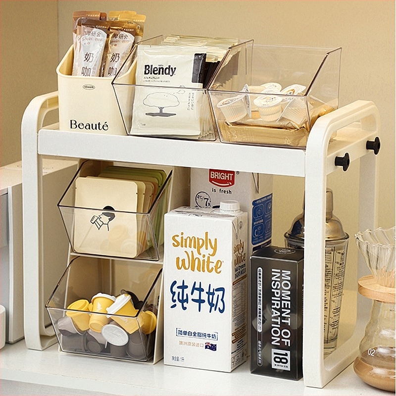 Happy roll X8512 izvlačni kuhinjski regač za pohranu, dvostruki sloj dizajn, plastika, japanski stil