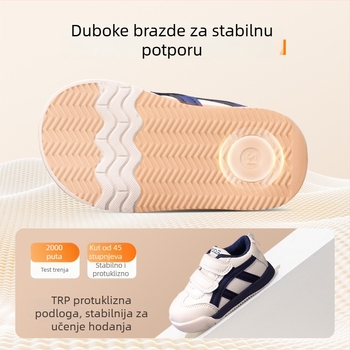 Dječje sportske tenisice – sintetička kože, protuklizni gumeni đon, prugasti uzorak, Velcro kopčanje, za uzrast 4–12 godina, proljeće/jesen