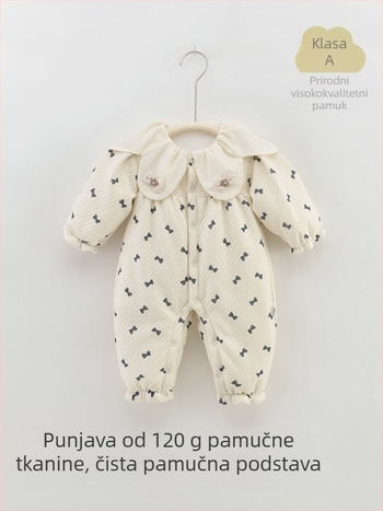 Bodiji/plazni kombinezon za bebe od pamuka, debeli, dugi rukavi, zatvaranje jednim redom gumba